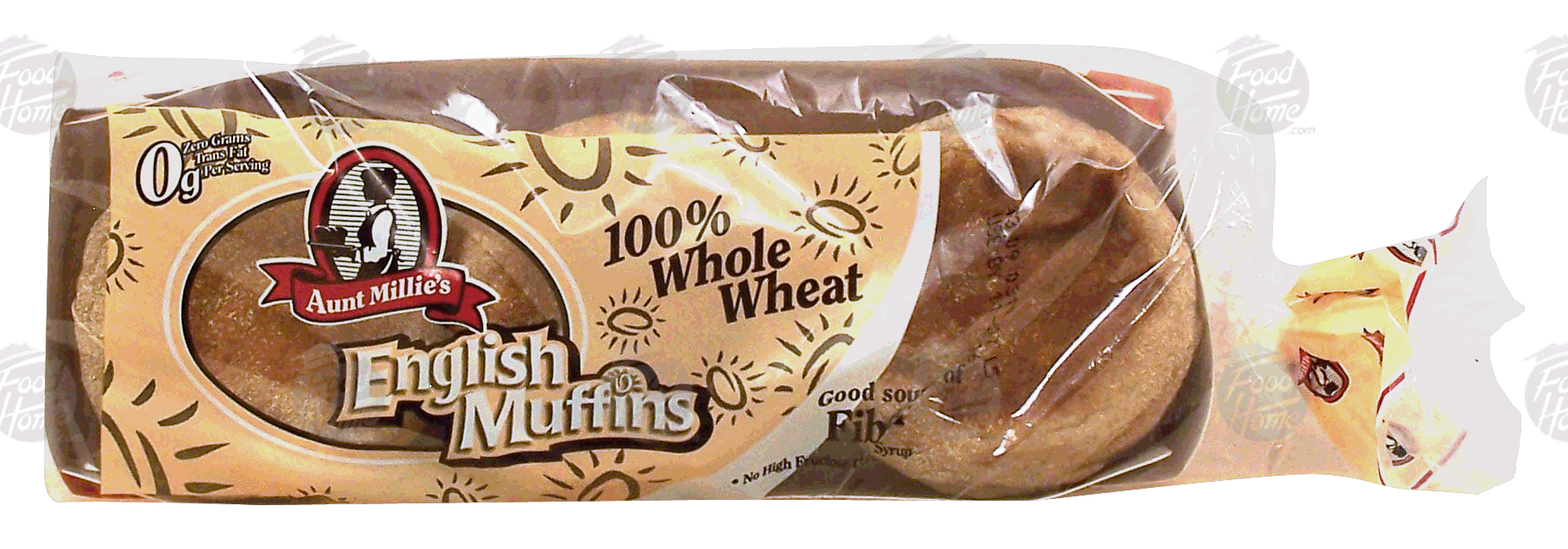 Aunt Millie's  100% whole wheat english muffins, 6 fork-split Full-Size Picture